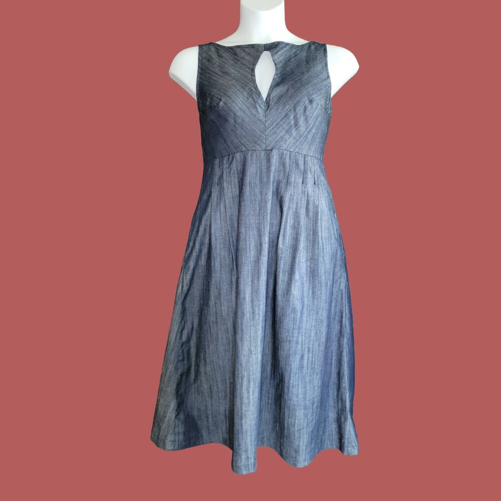Denim Keyhole Sleeveless Midi Dress by Salt, Size L